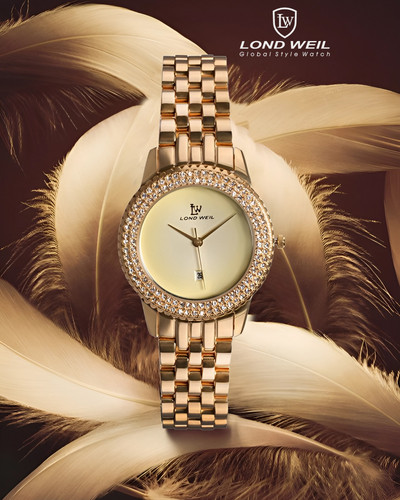 ساعت زنانه لوندویل دور نگین بند استیل اورجینال