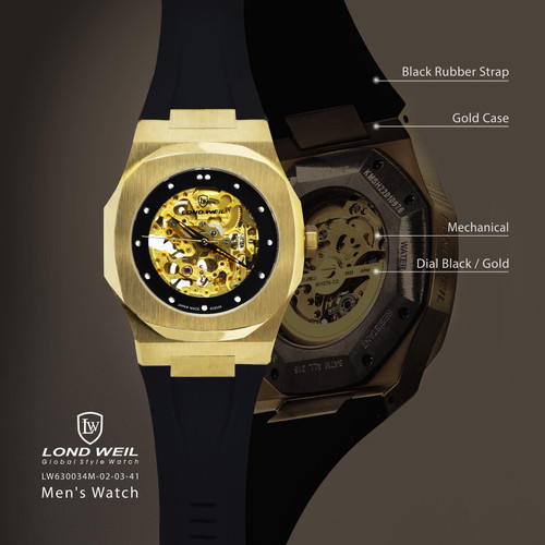 ساعت لوندویل اتوماتیک بند رابر صفحه قلب باز