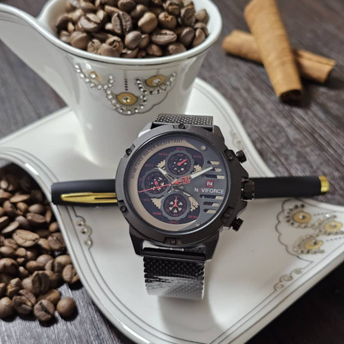 ساعت مچی مردانه ناوی فورس فول تایم سه موتوره بند حصیری