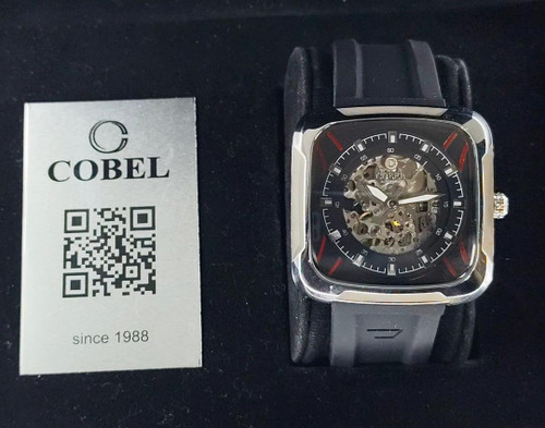 ساعت مچی مردانه کوبل چهارگوش اتوماتیک بند رابر (بدون نیاز به باطری)