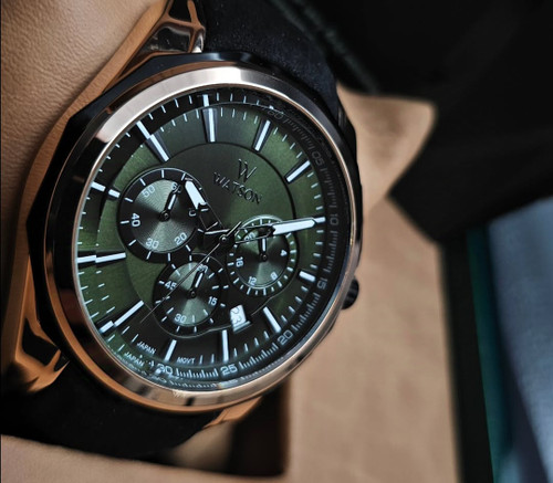 ساعت واتسون سه موتوره کرنوگراف بند چرمی