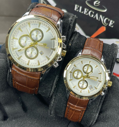 ساعت الگانس بند چرمی طرح کرنو قفل پروانه ای