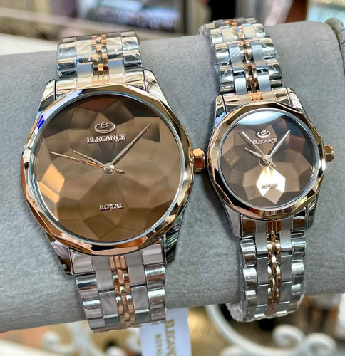 ساعت مچی ست الگانس بند تراش شیشه تراش رنگی