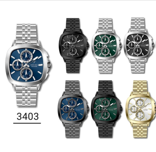 ویتوریا چهارگوش مردانه بند رولکسی جدید فول تایم سه موتوره 3403