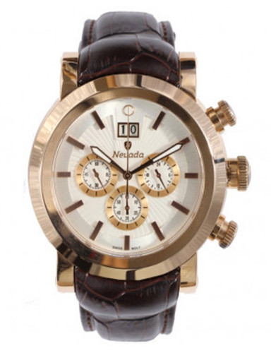 ساعت مچی مردانه نیوادا کرنوگراف بند چرمی تقویم درشت کد1003