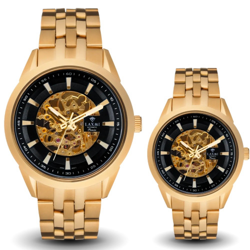 ساعت مچی ست لاکسمی اتوماتیک طلای دور قاب مشکی 8514