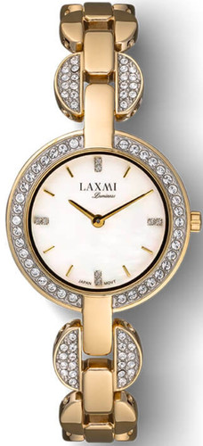 ساعت مچی لاکسمی زنانه دستبندی طلای رو بند نگین 8003