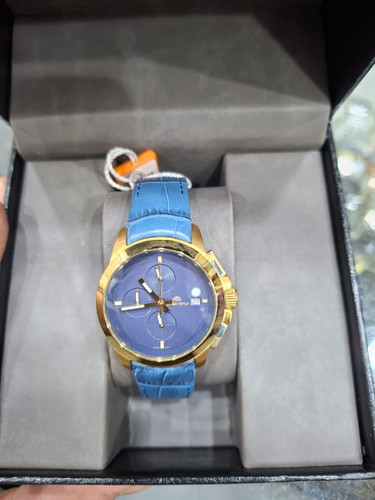 ساعت مچی زنانه اریس گلد بند چرمی سه موتوره کرنوگراف