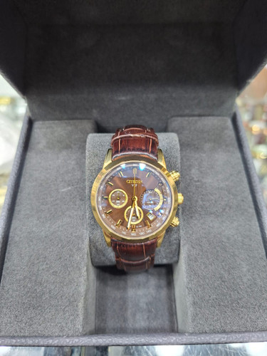 ساعت مچی زنانه سیتیزن بند چرمی کرنوگراف فول استیل